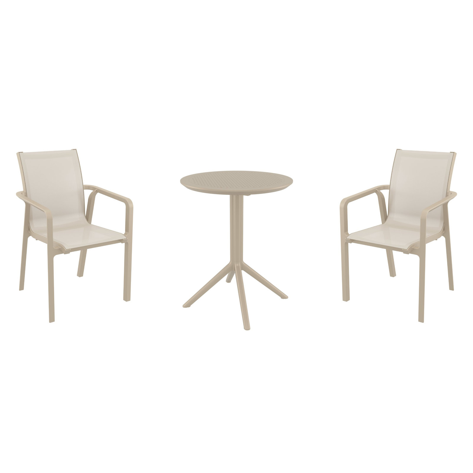 Farrah 24'' Round 2 - Person Bistro Set with Sling Chairs, Taupe