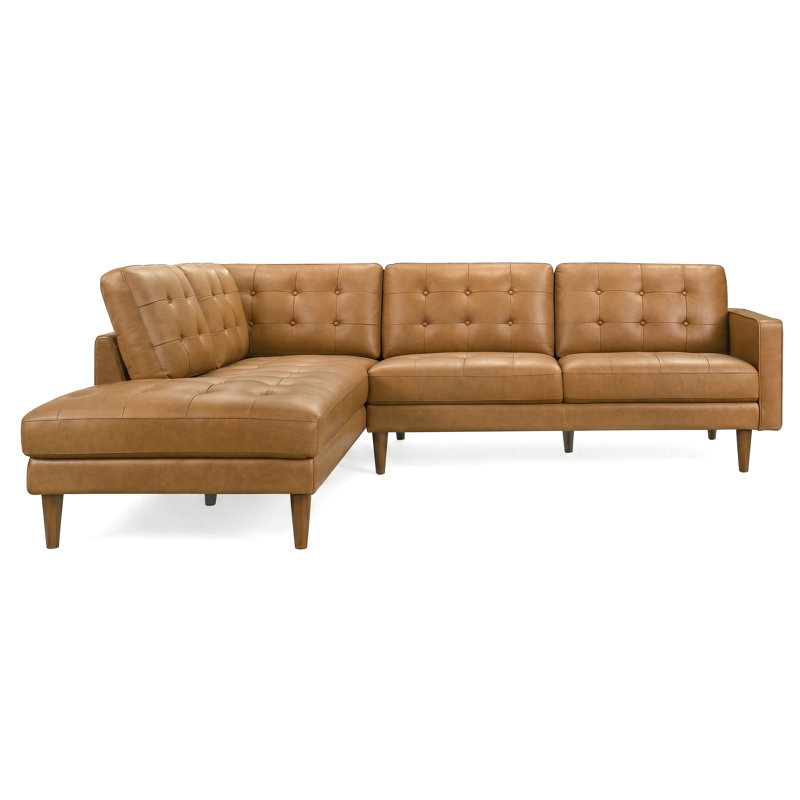 Canapé et méridienne en cuir véritable de 104 po de large Lopiccolo, Orienté vers la gauche