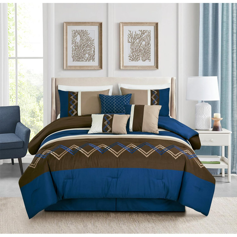 Microfiber Modern & Contemporary 7 Piece Comforter Set, California King Comforter + 6 Additional Pieces