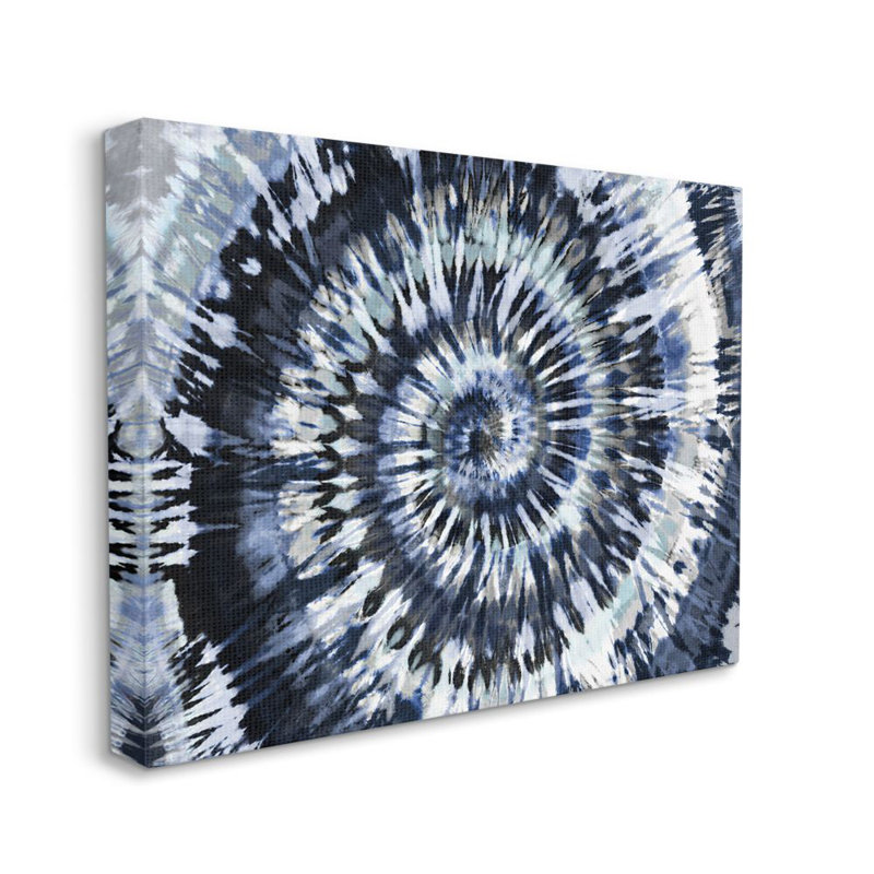 «Abstract Blue Grey Tie Dye» par Ziwei Li - impression, H 36 po x l 48 po, Toile tendue