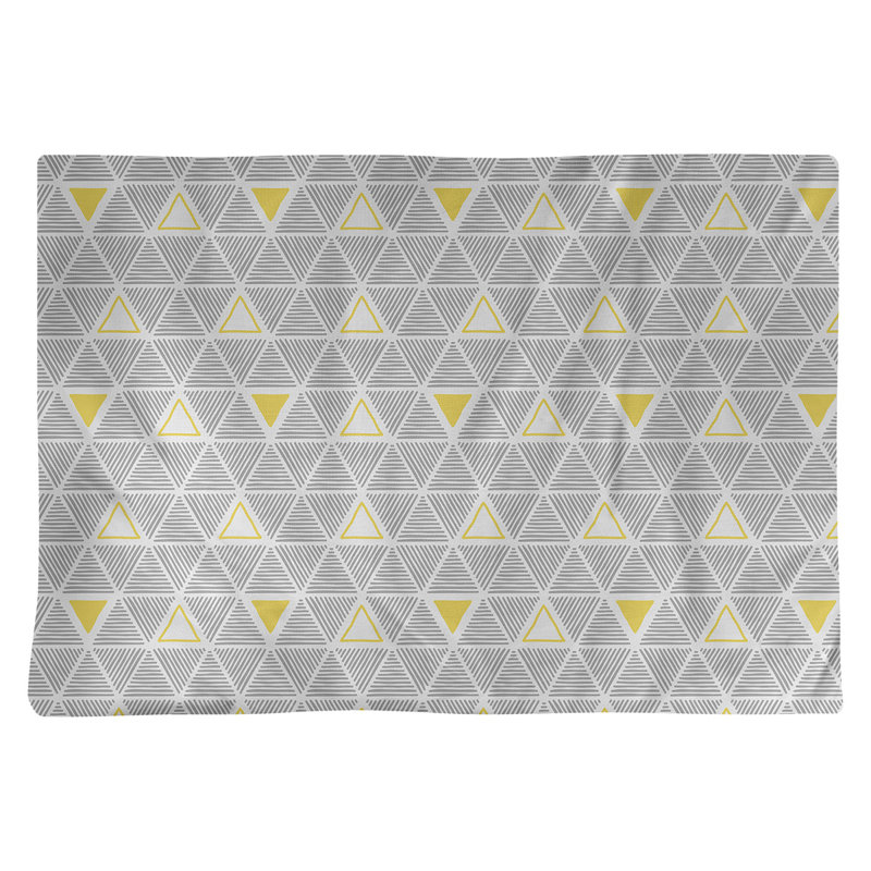 Napperon de 18 po en coton dessiné à la main triangle, Gris/jaune, polyester