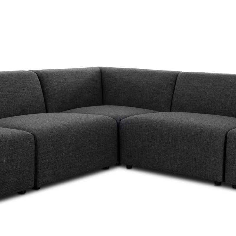 Lawndale 6PC Sectional W/ LAFC-Saxon Charcoal, Left Hand Facing, Saxon Charcoal Polyester Blend