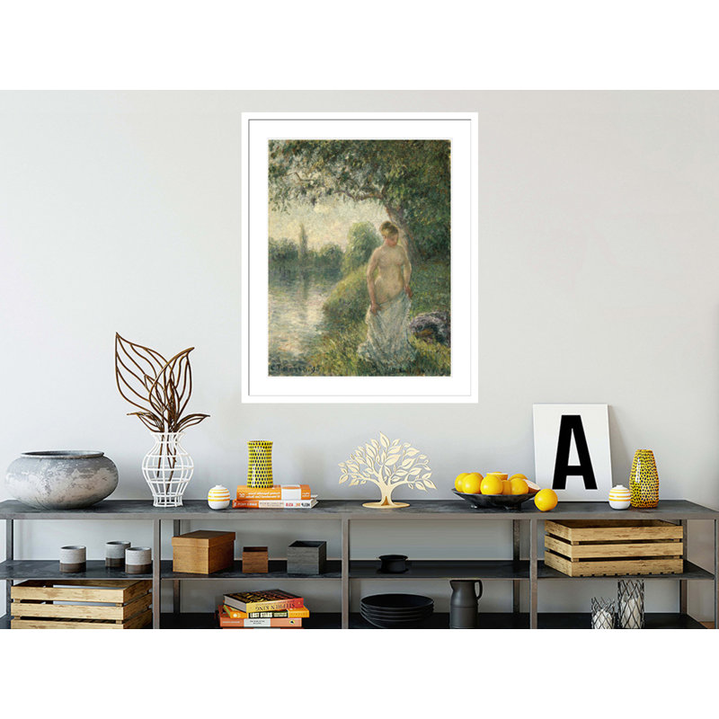 «The Bather» par Camille Pissarro, impression giclée sur cadre, H 16,11 po x l 13,75 po