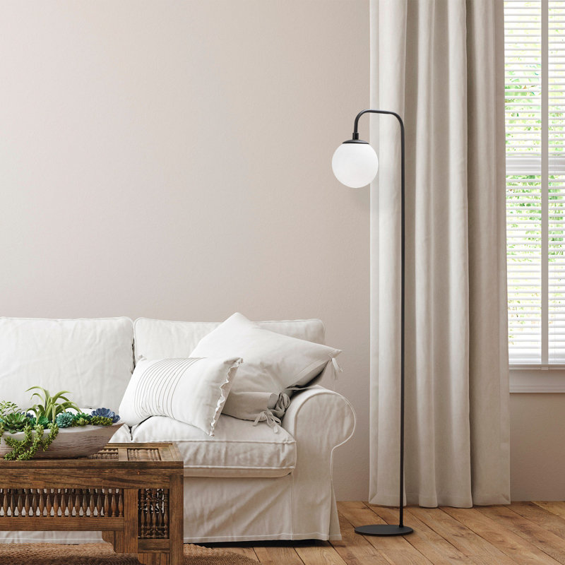 Lampe sur pied arquée 10,61 po Cawe, Crème, Noir