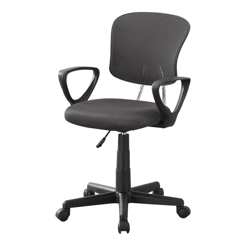 Office Chair, Adjustable Height, Swivel, Ergonomic, Armrests, Computer Desk, Work, Juvenile, Grey Mesh, Black Metal, Contemporary, Modern