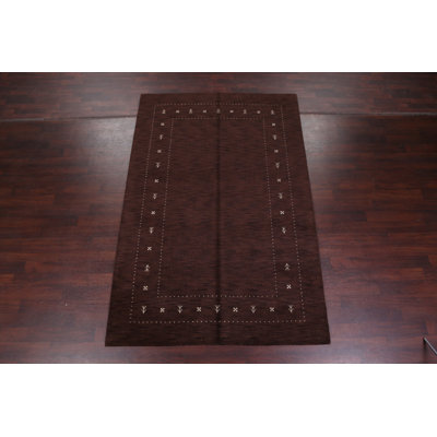 Tapis brun en laine noué à la main Rosemont