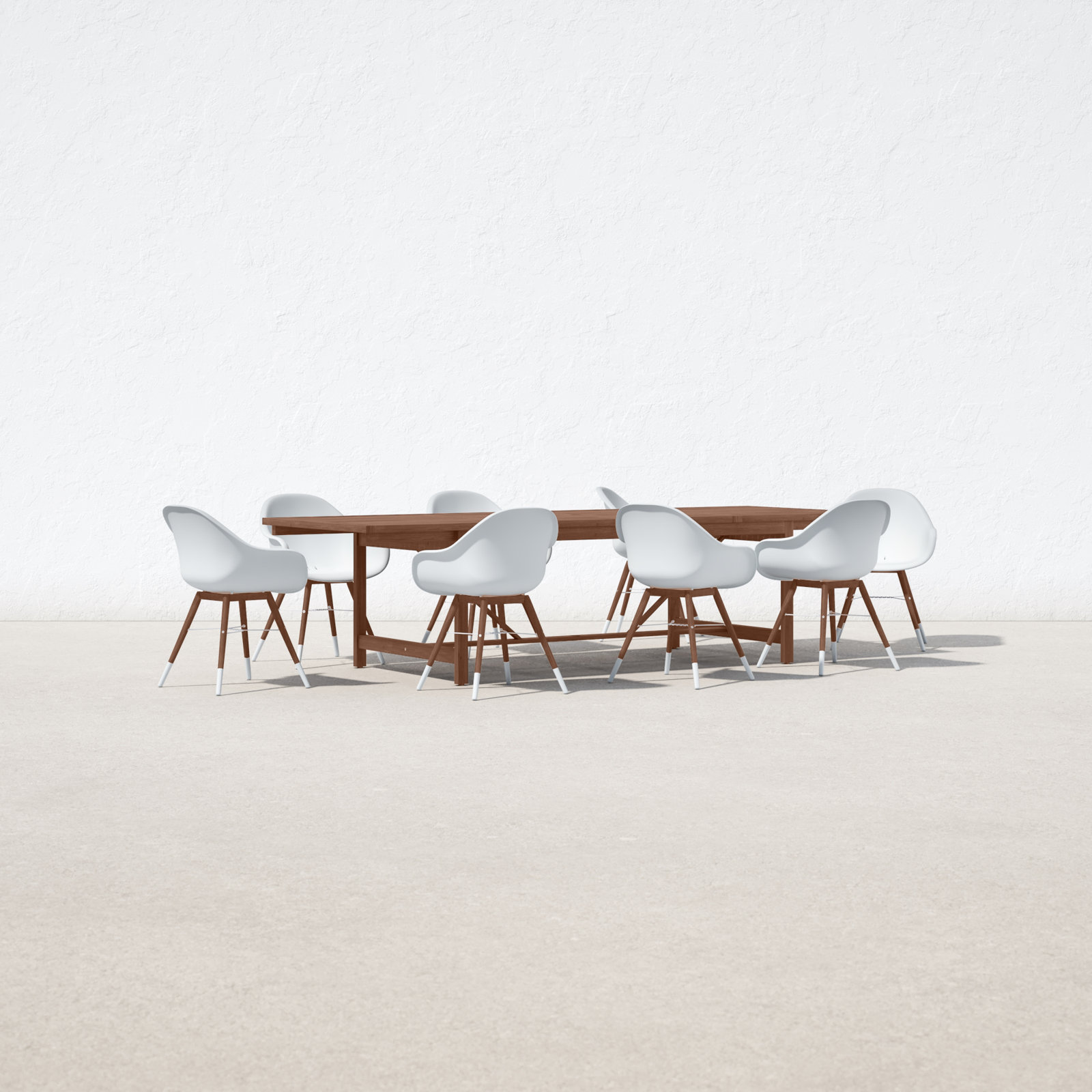 Alyisa 118" Eucalyptus Patio Dining Set, White