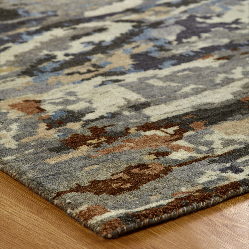 Simah Wool Camouflage Area Rug, Rectangle 10' x 14'