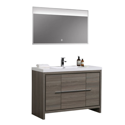Ensemble de meuble-lavabo simple 47 po avec miroir Chetek