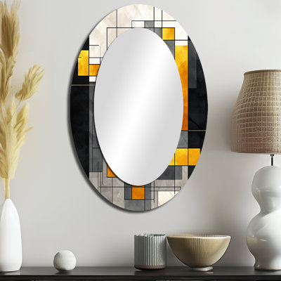 Miroir mural jaune et gris géométrique fusion 2
