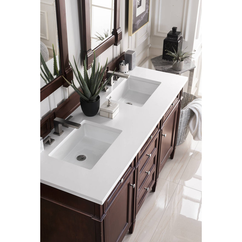 Brittany 60'' W Double Bathroom Vanity Base, Saddle Brown