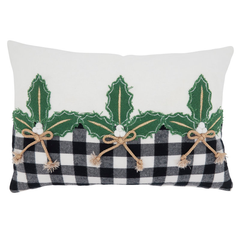 Black and White Buffalo Plaid Holly Cotton Pillow Cover 12" x 18"