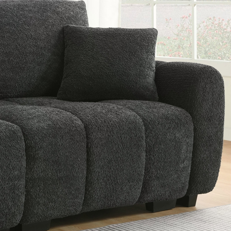 110 Inch Modular Sectional Sofa With Extra-Large Seat, Movable Ottoman, High Density Foam, Free Combination, Sturdy Metal&Wood Frame, Boucle Fabric, Available In 3 Colors