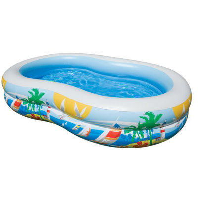 Intex 8.5" x 5.25" x 18" Seaside Paradise Inflatable Kiddie Pool & Electric Air Pump