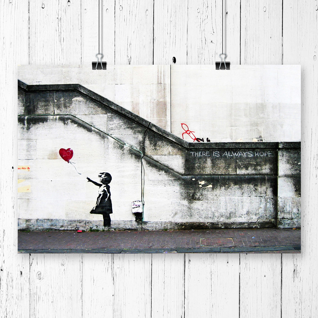 Banksy Girl with Balloon Graffiti Wall Art - Frameless Print