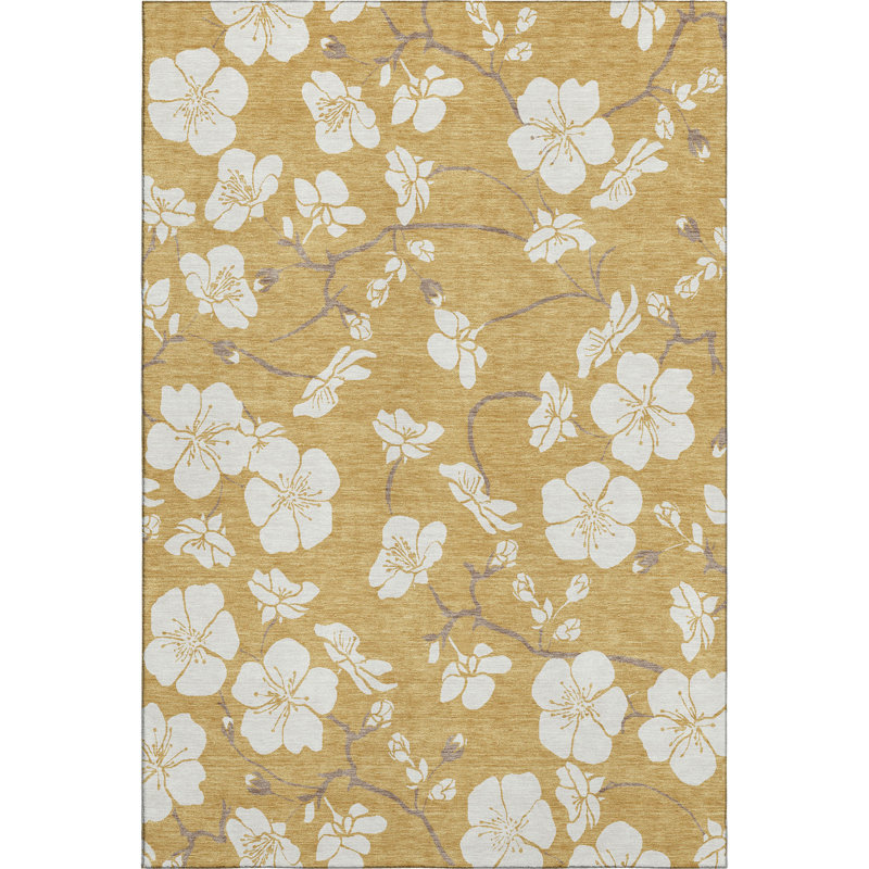 Premium Machine Washable Birchview AMF1032 Floral Rug, Rectangle 10' x 14'