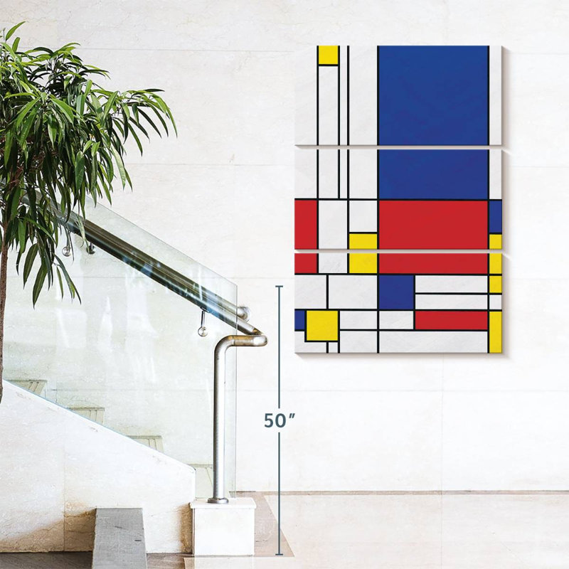 Impression géométrique sur toile géométrique Mondrian II, H 65 po x l 42 po x P 1,25 po