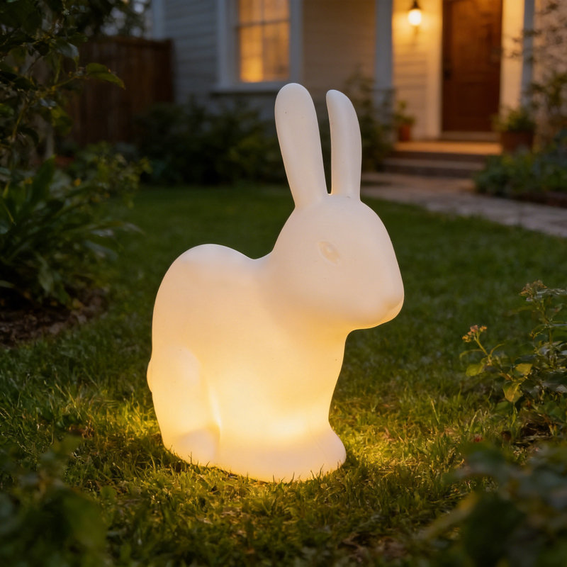 Solar Bunny Garden Floor Lamp Outdoor Lawn Decorative Stake Light IP65 Waterproof Dual Charging LED Ambient Light
