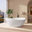63 po X 38 po Baignoire de trempage autoportante en acrylique blanc mat avec drain en chrome poli-121903786