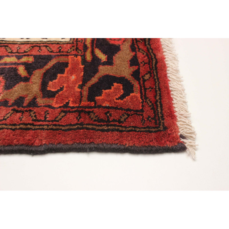 Tapis rouge en laine noué à la main 4 pi 4 po x 6 pi 7 po Andelz