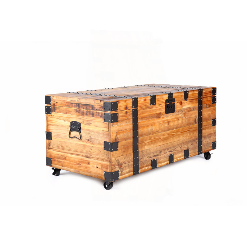 Table basse à coffre avec rangement à quatre roues et grande capacité