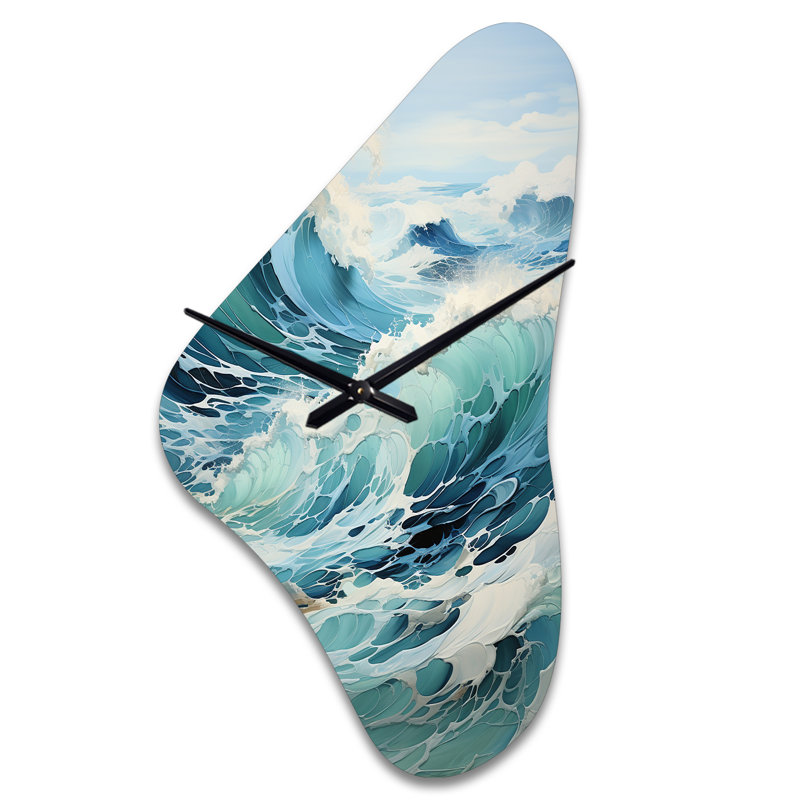 Shelvy - Boomerang Shape Turquoise Wall Clock - Unique Shape, Medium