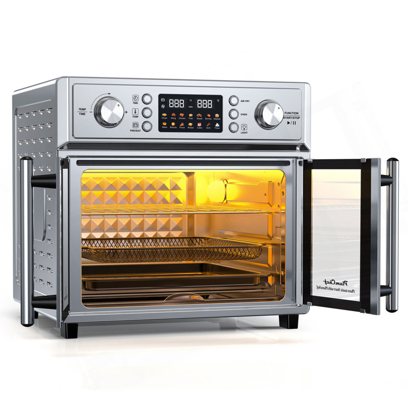 Plumchef 26QT Large Capacity French Double-Door Air Fryer Convection Toaster Oven, 1700W, 14 Preset Menus, 7-In-1 Multi-Function (Bake, Roast, Gril,Toast,Dehydrate&Defrost), Stainless Steel,Silvery