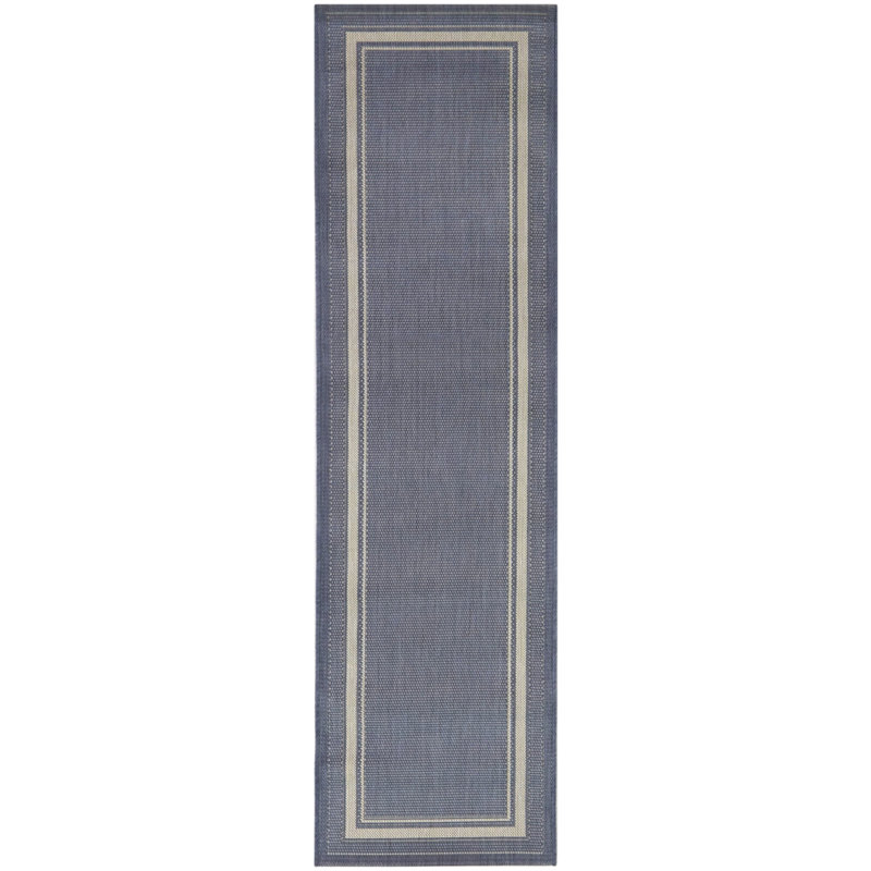 Wyrick Blue Border Patio Indoor/Outdoor Area Rug, Runner 2' x 7'