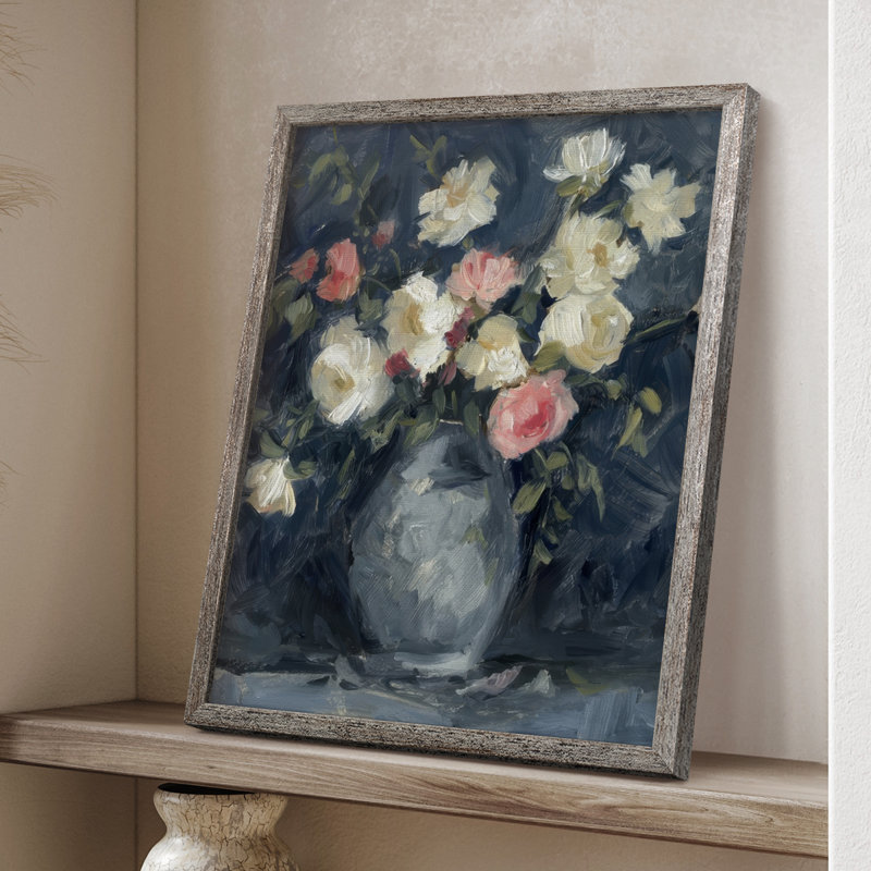 Impasto Floral Arrangement I, reproduction encadrée - bois massif, H 21 po x l 17 po