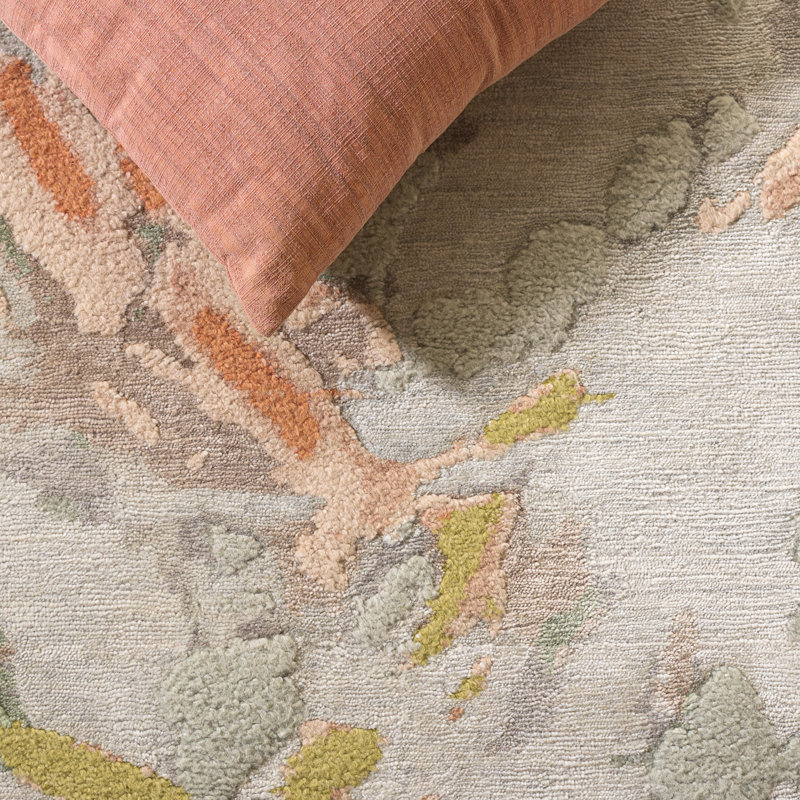 Saint Tropez Hand Knotted Wool, Silk, Cotton Abstract Rug, Rectangle 9' x 12'