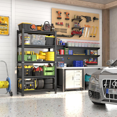 Garage Shelving5Tier Heavy Duty Wire Shelf Load 5000LBSSteel Shelving Units and Storage with Adjustable ShelfBlack Storage Rack for Garage Basem