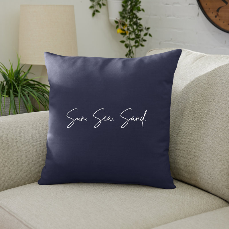 Embroidered Outdoor Reversible Throw Pillow, 18" H x 18" W
