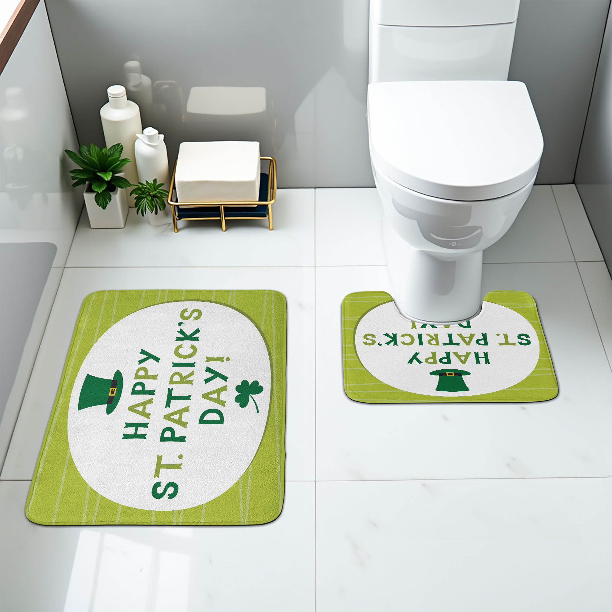 The Holiday Aisle® St. Patrick's Day Bathroom Rug Set 2 Pieces ...