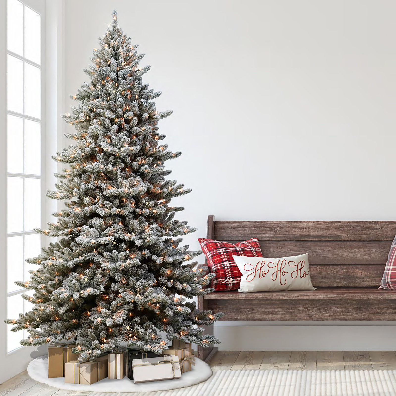 Frosted 9' Pre-Lit Fir Christmas Tree, 9' H