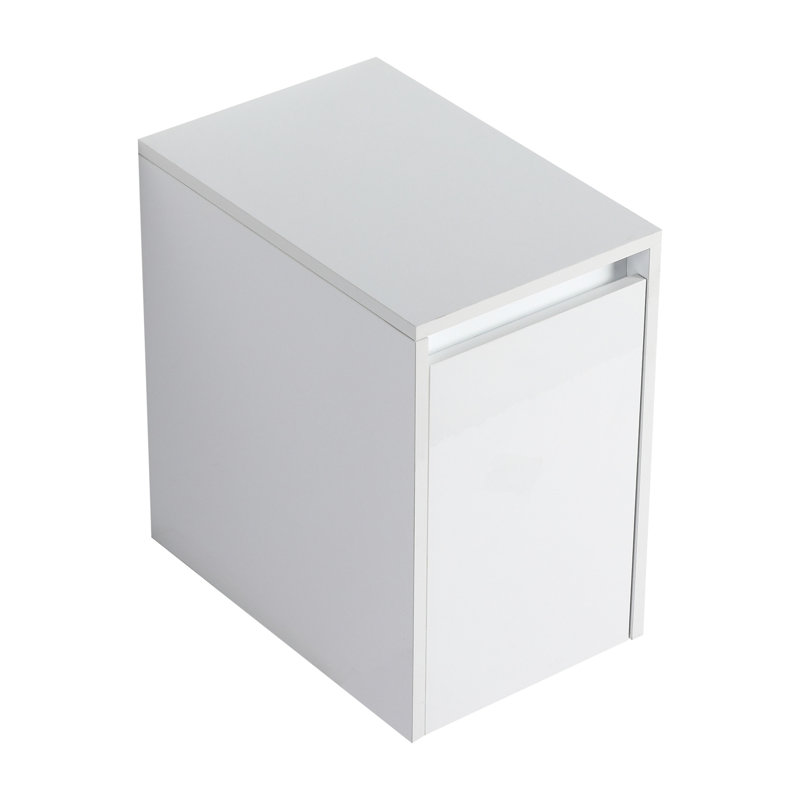 Armoire d'appoint de salle de bain blanche brillante de 12 pouces avec design flottant, charnières à fermeture en douceur et entretien facile du contreplaqué pour le rangement