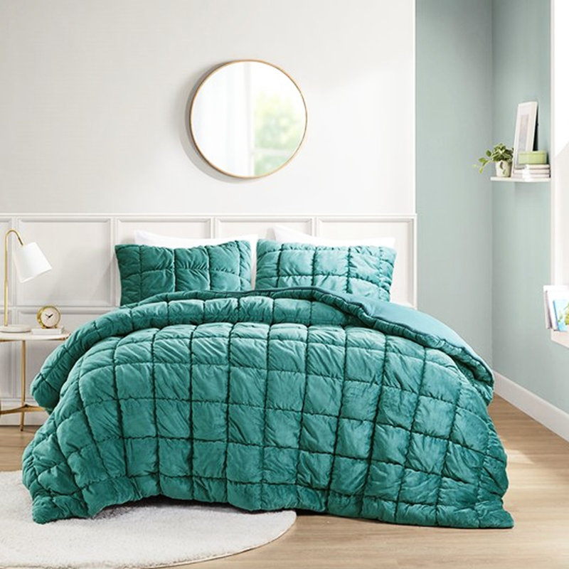 Édredon 3 pièces, extérieur en velours et doublure en microfibre, rembourrage en duvet synthétique, surpiqûres 3D, boîte, lavable à la machine, améliore votre environnement de sommeil avec l'envers, matelassage,