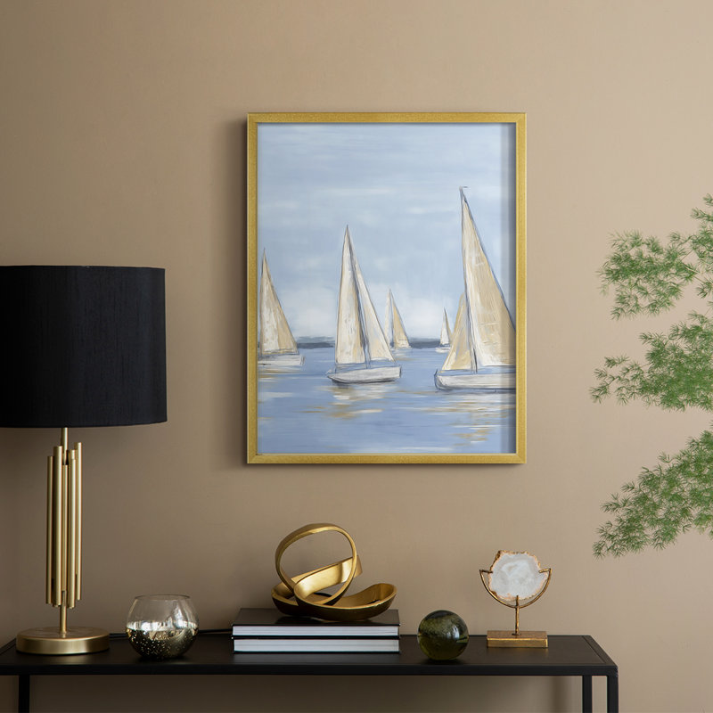 NAUTICAL Series III Framed Print - Solid Wood, 30" H x 24" W, Gold