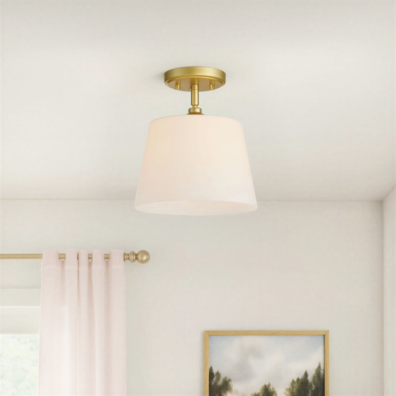 Tacolurt Glass Semi Flush Mount Bell Flush Mount Lighting