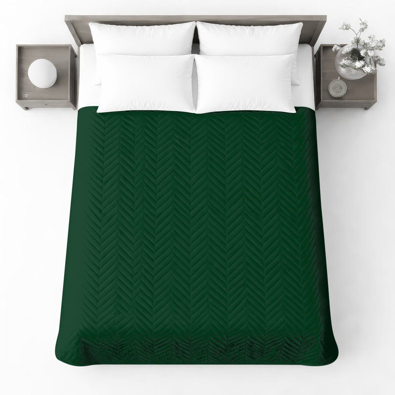 Couvre-lit matelassé sur fond vert uni toutes tailles, Double