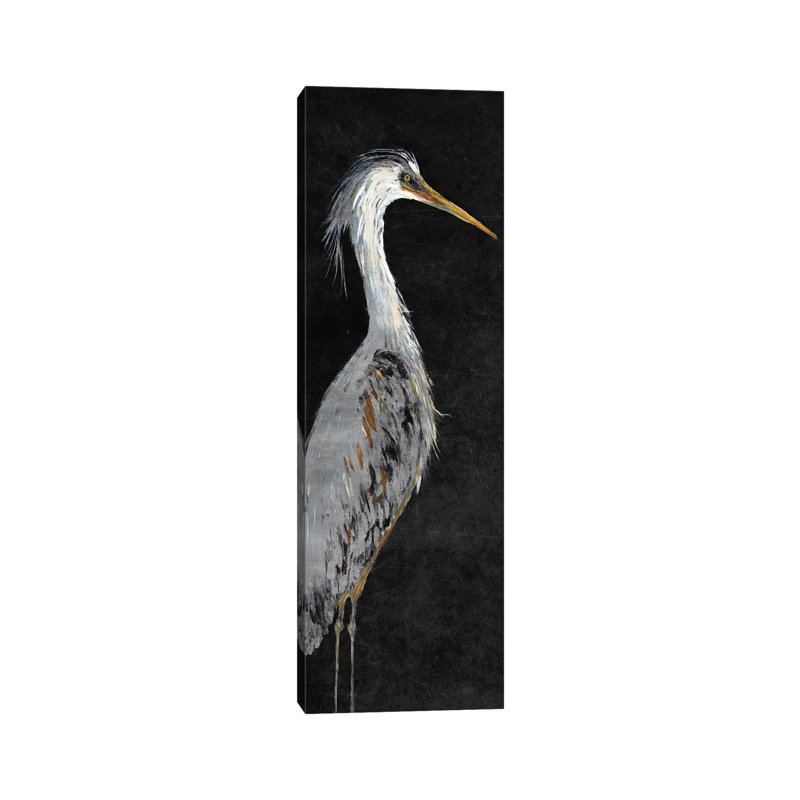 Heron On Black II by Julie Derice - Wrapped Canvas Panoramic Print, 121.92 cm H x 40.64 cm W x 3.175 cm D