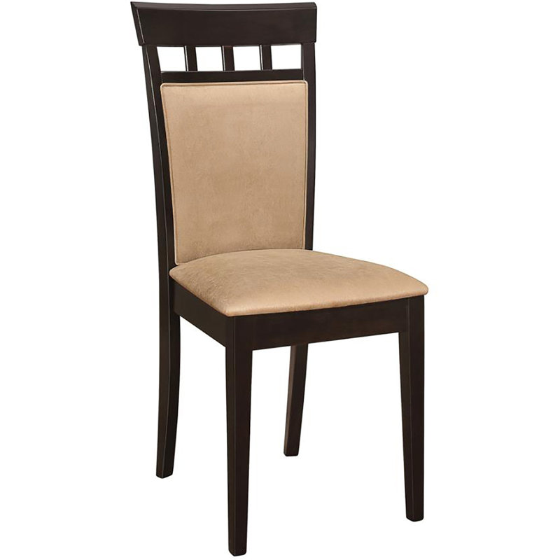 De 2 chaises rembourrées beiges, aspect cappuccino sophistiqué pour la finition de la salle à manger, sièges élégants
