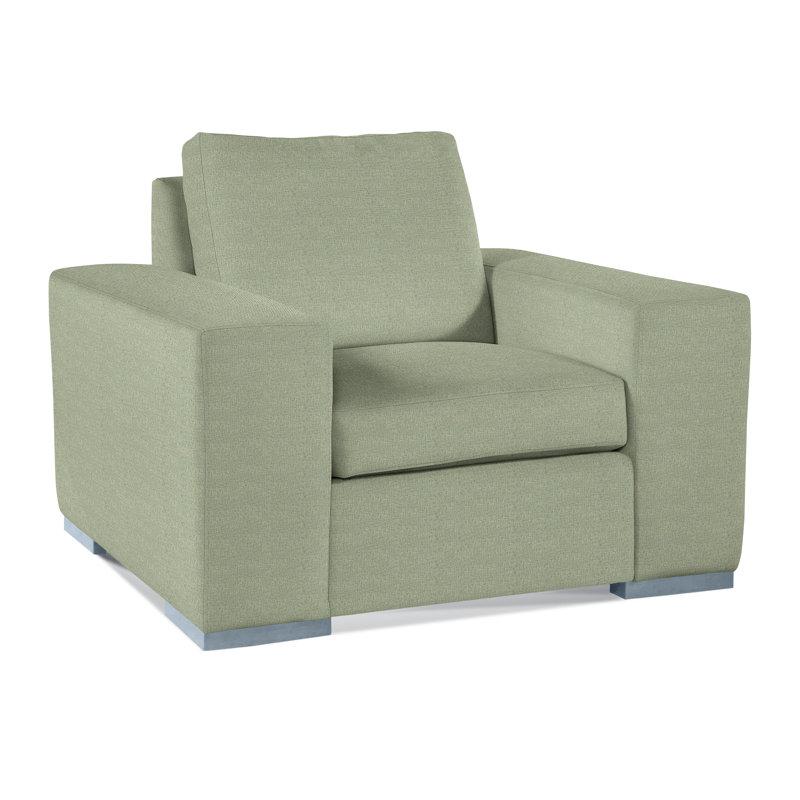 Memphis Armchair, Green Performance Fabric; 0851-54, Havana