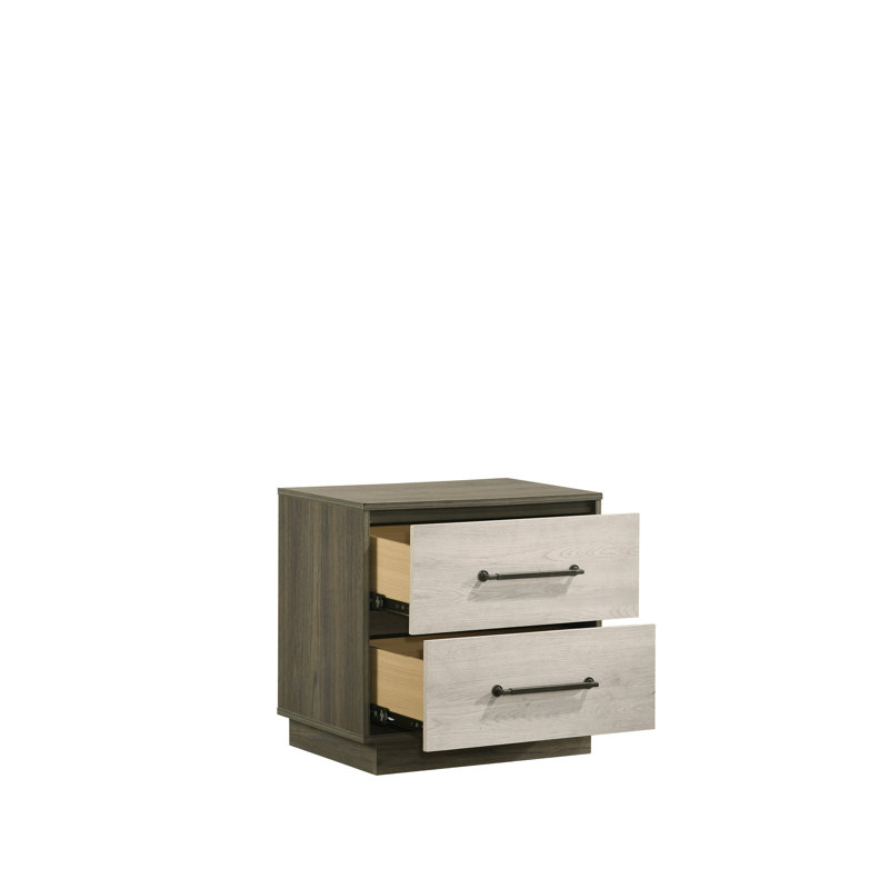 Modern 2 Nightstand In Beige - Spacious Bedroom Option Beige & Brown 2 Drawers For Organization