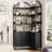 Rustic 6-Tier Arched Dining Table with Cabinet – L-Shaped, Storage Space, Adjustable Feet, Anti-Tipping Device, Ideal for Dining Room-588816808