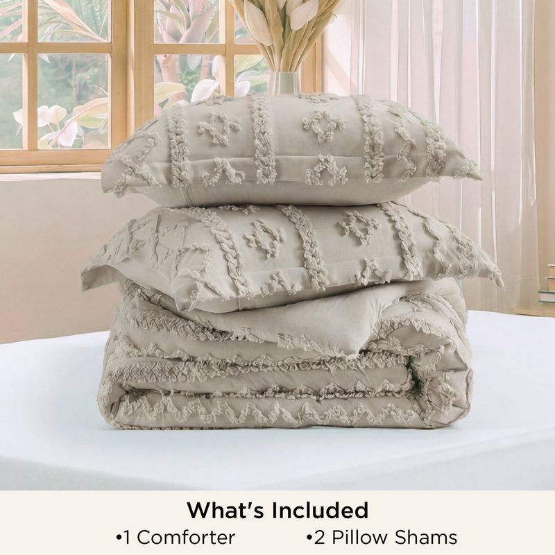 Ensemble d'édredon en microfibre toutes saisons, Édredon pour très grand lit + 2 taies décorativ, Lin