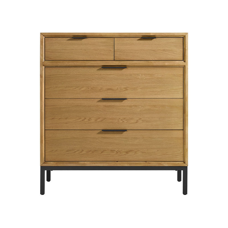 Commode 5 tiroirs Davin, chêne naturel
