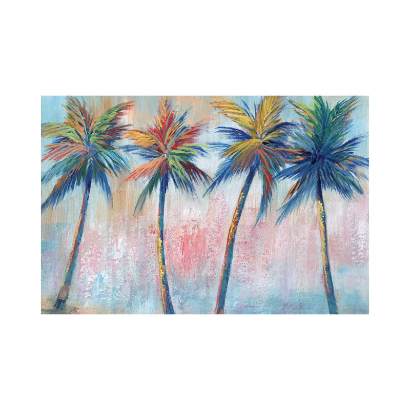 «Color Pop Palms» par Nan - impression, H 12 po x l 18 po x 1,5 po, Toile tendue