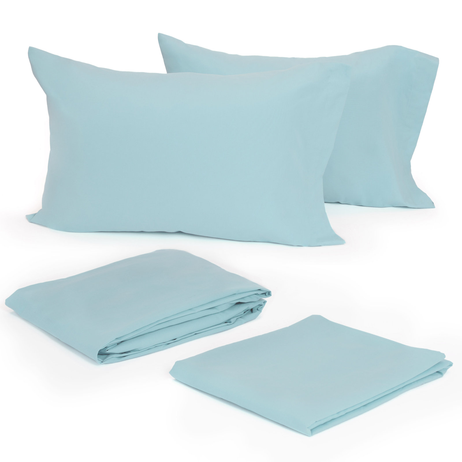 Modern Living 300 Thread Count 100% Cotton Sateen Sheet Set, Soft Aqua, Twin XL Flat Sheet + 1 Fitted Sheet + 1 Pillowcase