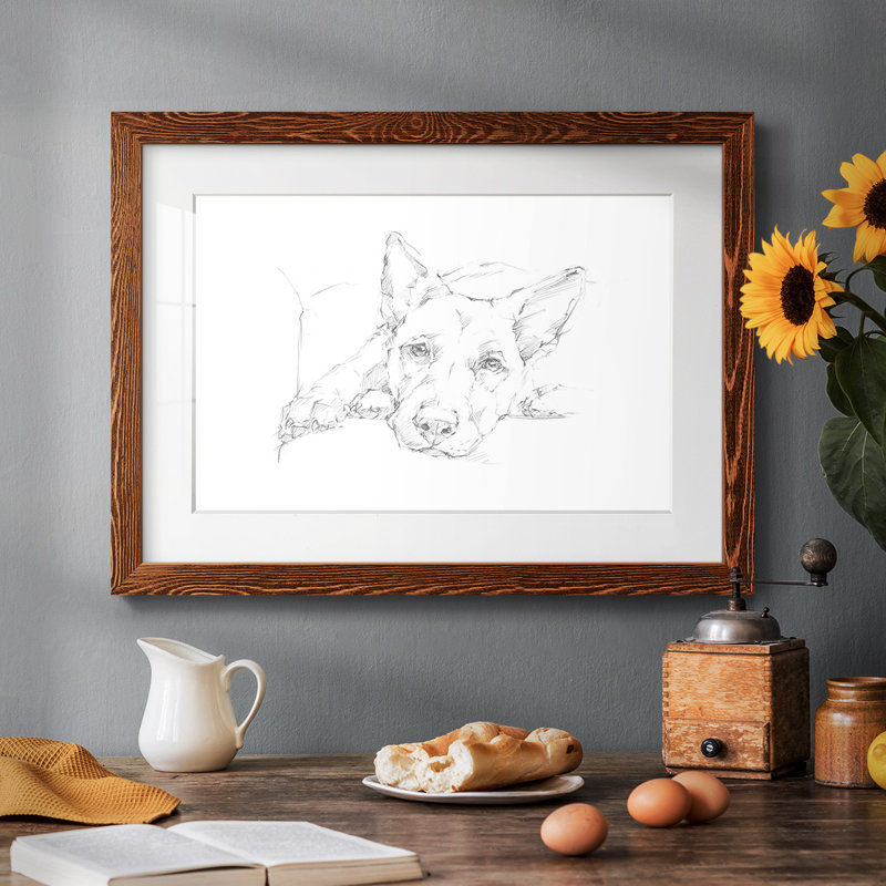 Lazy Dog IV - Reproduction encadrée rustique avec tableau mat, Érable, H 28 po x l 42 po x P 1,5 po