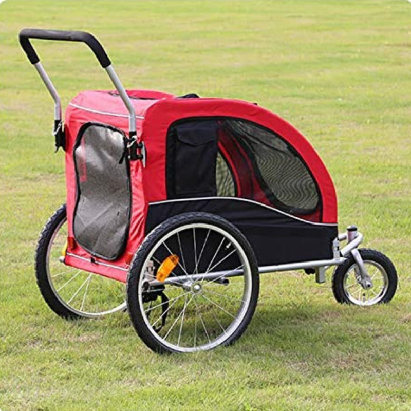 Large Red and Black Foldable Dog Bike Stroller